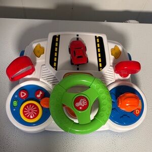 Interactive Steering Wheel Toy with Red, Green, and Blue Accents